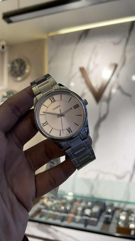 Casio MTP-V005D-7B5 Men’s Silver Stainless Steel Watch with White Dial