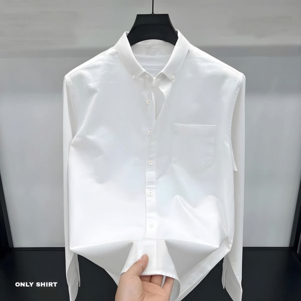Solid single pocket pure cotton white shirt (only shirt)