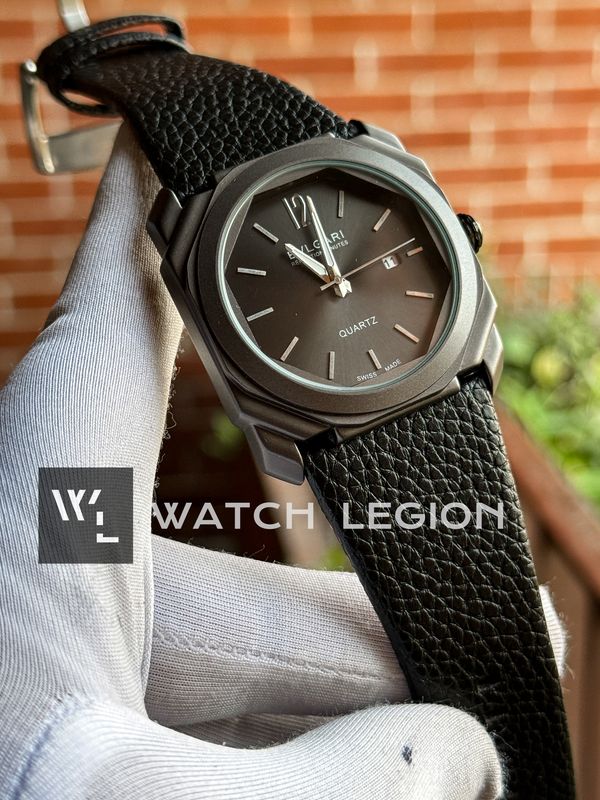 BVLGARI MATT BLACK CASE BLACK BELT BLACK DIAL SWEEP