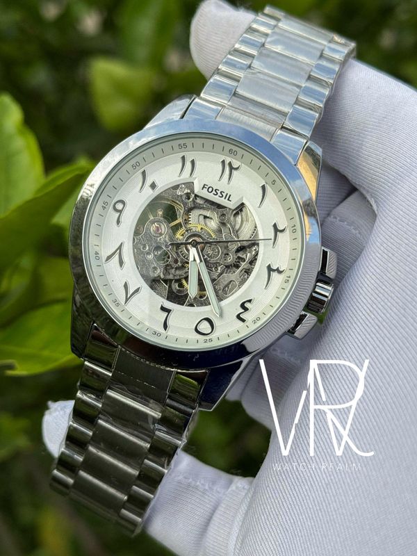 FOSSIL AUTO CHAIN ARABIC WHITE DIAL