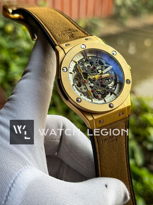 HUBLOT AUTO MUSTARD BELT GOLD CASE