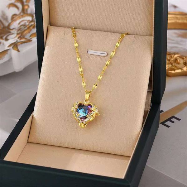 Ocean Heart Real Gold_Plating Clavicle Chain Design Neckless for Stylish Girls or Women