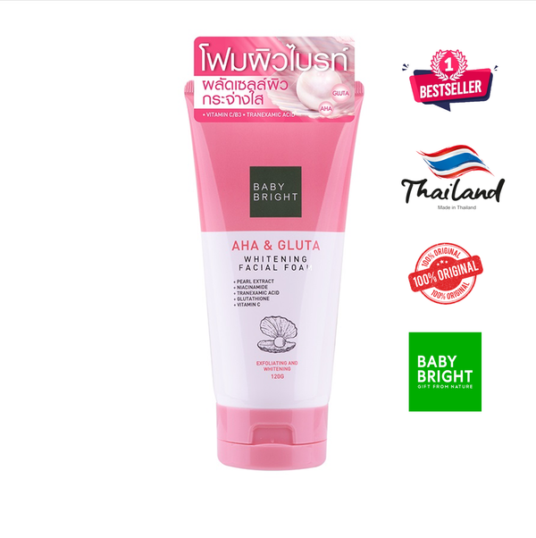 Baby Bright AHA & Gluta Whitening Facial Foam – 120g -