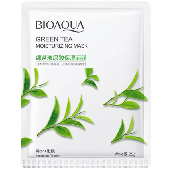 GREEN TEA BIOAQUA Moisturizer Korean Face Skin Care Moisturizing Sheet Mask , Private Label Natural Plant Fruit Foil Serum Collagen Facial Mask