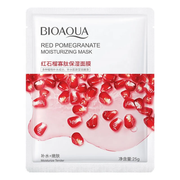 RED POMEGRANATE Moisturizing Mask, BIOAQUA Korean Face Skin Care Moisturizing Sheet Mask , Private Label Natural Plant Fruit Foil Serum Collagen Facial Mask