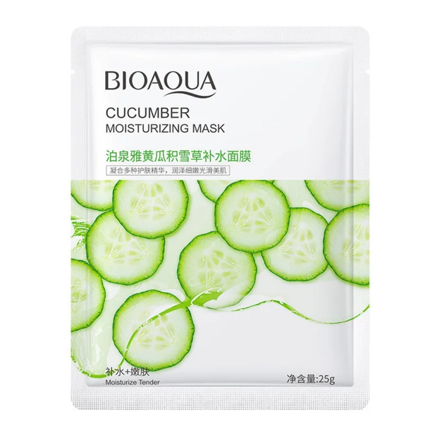 CUCUMBER Moisturizing Mask, BIOAQUA Korean Face Skin Care Moisturizing Sheet Mask , Private Label Natural Plant Fruit Foil Serum Collagen Facial Mask