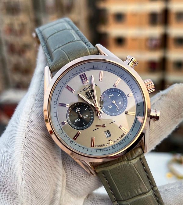 Tag Heur 1887 Olive Belt Rose Gold Case Semi AAA Grade