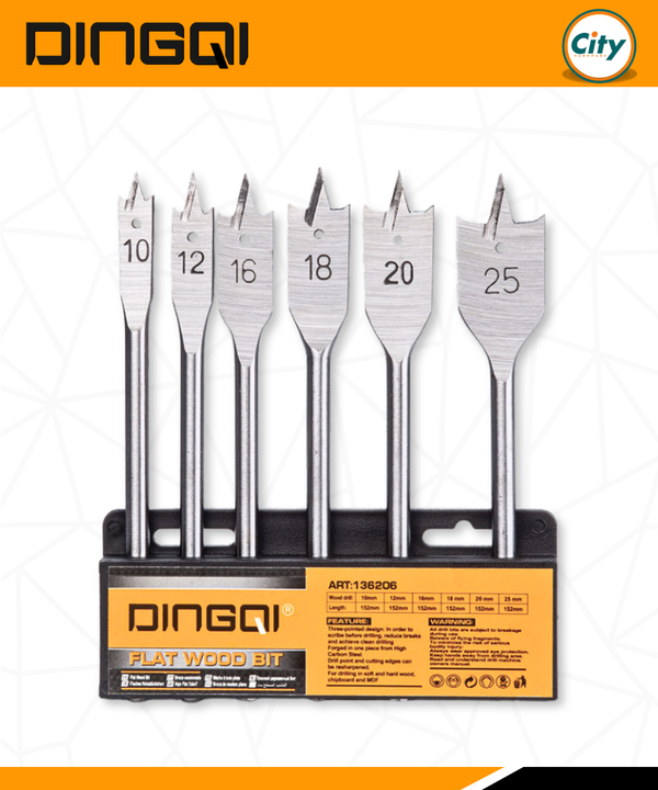 ৬ পিস ফ্লাট ড্রিল বিট সেট Dingqi 136206