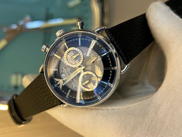 Emporio Armani Macanicco black belt Black Dial Silver Case AA Grade