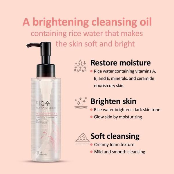 The Face Shop Rice Water Bright Light Facial Cleansing Oil, 150ml By koreanbeautypoint