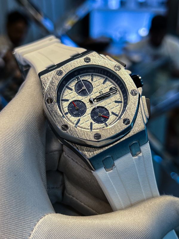 Ap silicone blue Sub White Belt Silver Case Semi AAA Grade