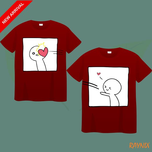 Couple Love Sharing 100% Cotton Fabrics DTF Printed T-Shirt