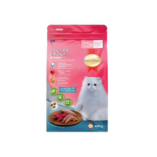 Smartheart Dry Cat Food Adult Chicken and Tuna 480g