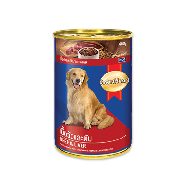 SmartHeart Dog Food Beef & Liver Can 400 gm