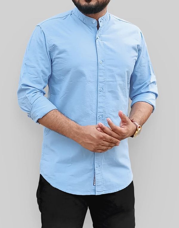 Solid Cotton Shirt- Sky