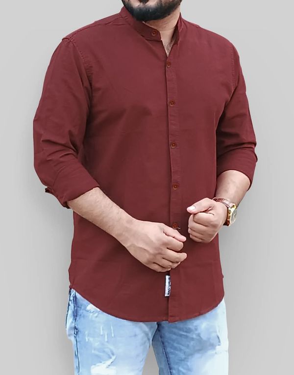 Solid Cotton Shirt - Maroon