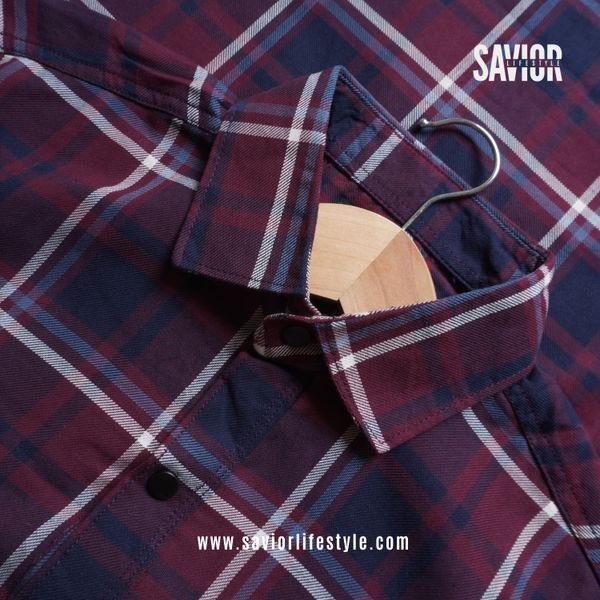Maroon Mist - Double Pocket Full Sleeve Check Shirt