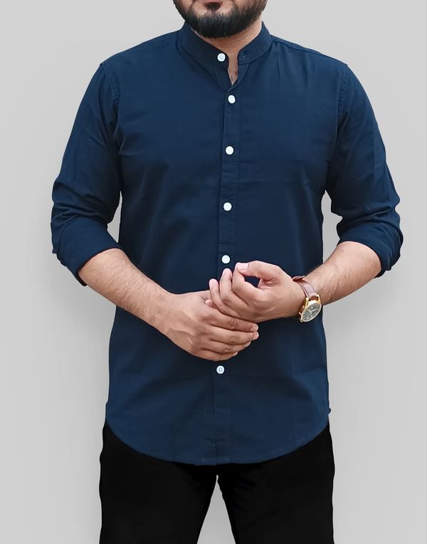 Solid Cotton Shirt - Navy