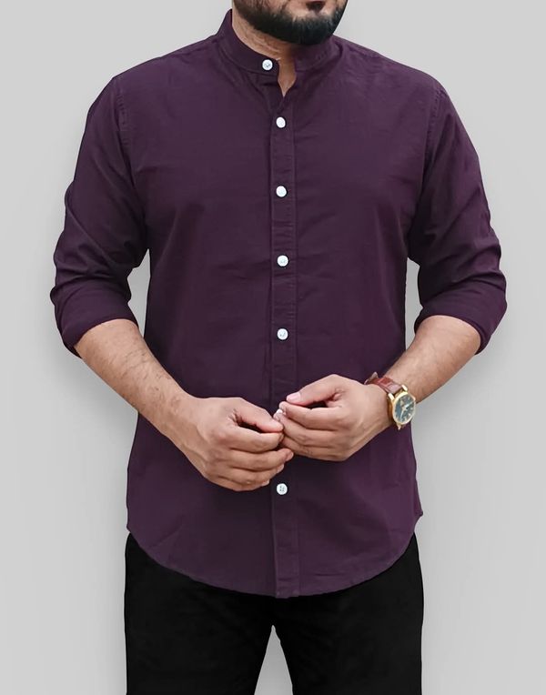 Solid Cotton Shirt- Purple