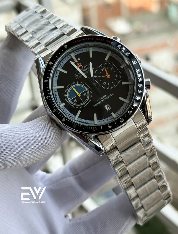 OMEGA SPEED MASTER BLACK DIAL SILVER CASE