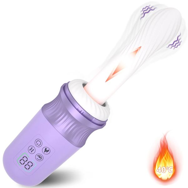 Auto-Thrusting Heating Vibrator for Women–Silent Telescopic Massager with Soft Silicone, Portable&Rechargeable for Hands-Free