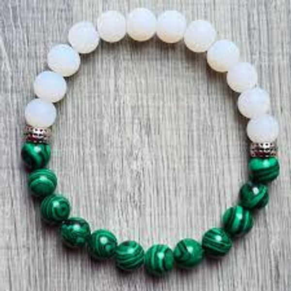 Natural Turquoise Stone Beaded Yoga Bracelet for Women Men Elastic Healing Gemstone Jewelry for Radiation Protection