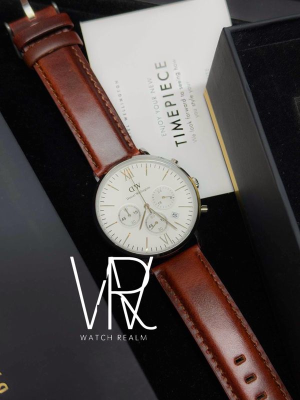 DW BROWN BELT WHITE DIAL