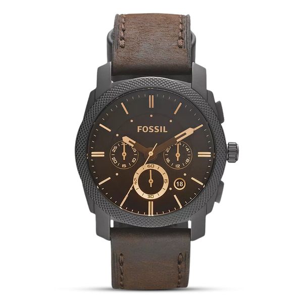 FOSSIL MID-SIZE CHRONOGRAPH BROWN LEATHER MEN'S WATCH FS4656