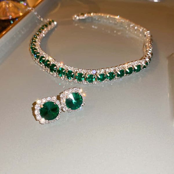 Light luxury temperament colorful necklace earrings set