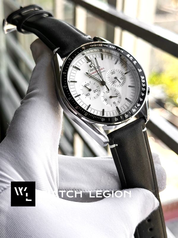 OMEGA CHAIN CHRONOGRAPH BLACK BELT SILVER BODY WHITE DIAL