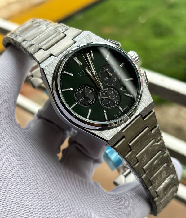 Tissot Prx Chrono Chain Silver Green Dial