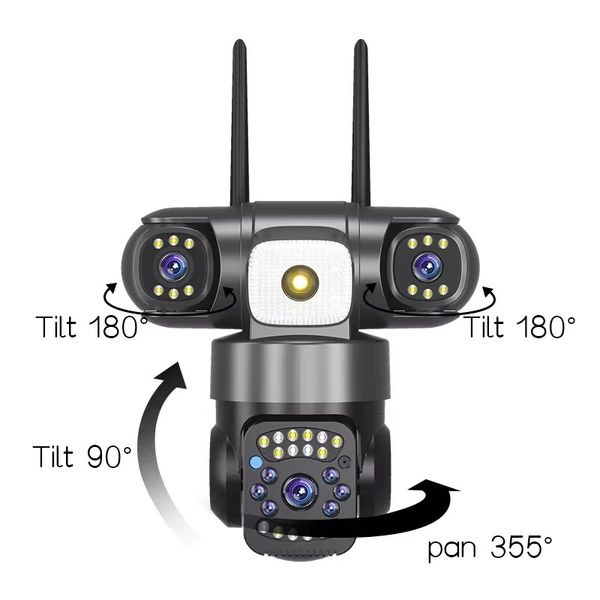 V380 PRO 3 Lens CCTV Outdoor Waterproof Night Vision PTZ Camera (4G+LAN) - Price in Bangladesh