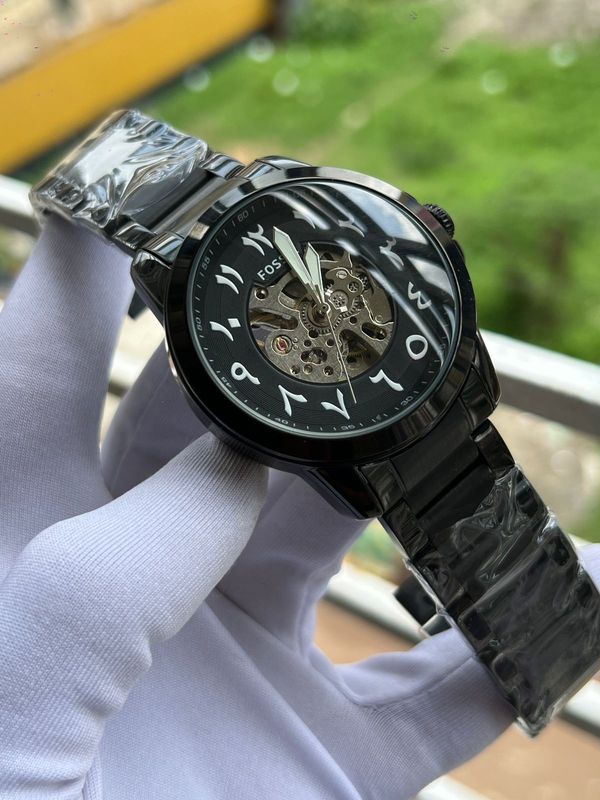 Fossil Auto Chain Full Black Arabic