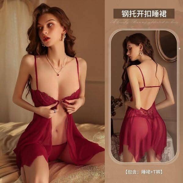 premium front open night dress - Image 7