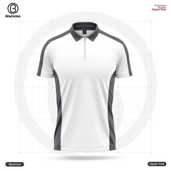 Premium Zipper Polo T-shirt - (WHITE)
