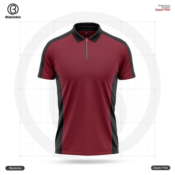 Premium Zipper Polo T-shirt - (MAROON)