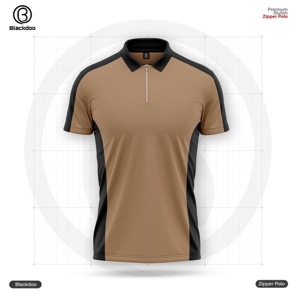 Premium Zipper Polo T-shirt - (BISCUIT)