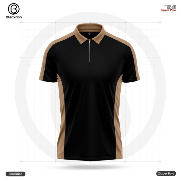 Premium Zipper Polo T-shirt - (BLACK)