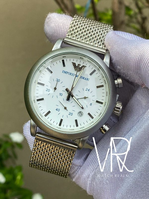 ARMANI MESH CHAIN MATT WHITE DIAL