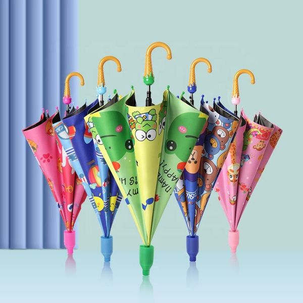 Kids Cartoon Printed Waterproof & UV Protection Transparent Plastic Cover Umbrella