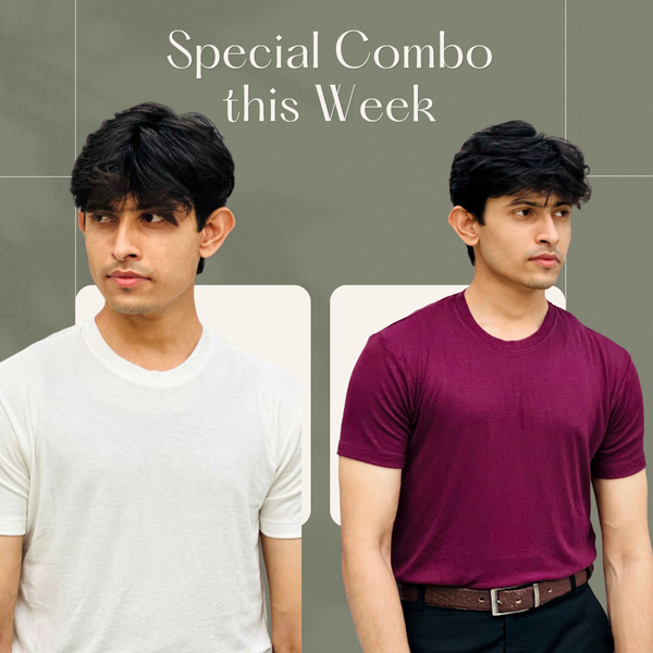 2 pice Combo - 2 -,2x2 Ribbed Cotton-Viscose Solid Crew Tee
