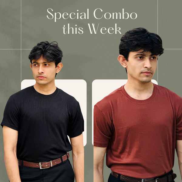2 pice Combo -5-2x2 Ribbed Cotton-Viscose Solid Crew Tee