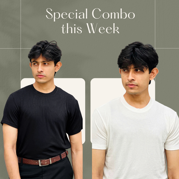 2 pice Combo -7-2x2 Ribbed Cotton-Viscose Solid Crew Tee