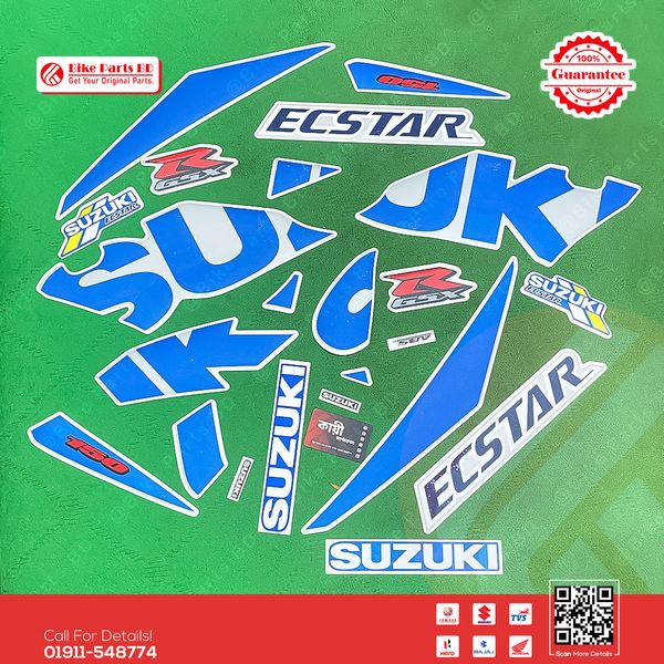 Full Set Sticker for Suzuki GSX-R 150 (Silver Blue Color) bike.