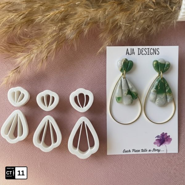 Teardrop Split Polymer Clay Cutter Set – 3 Sizes (35 mm | 40 mm | 45 mm)