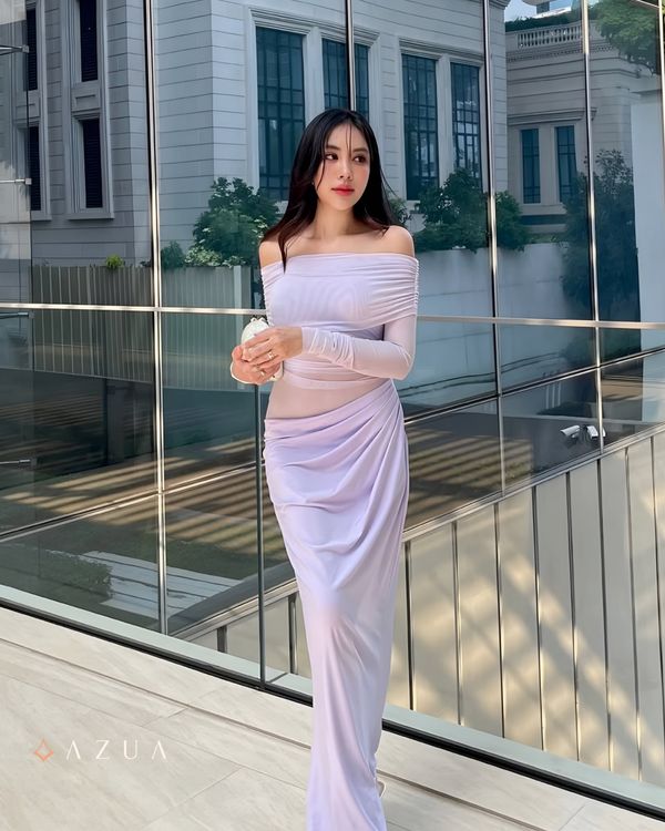 Lavender Semi-Sheer Maxi Dress