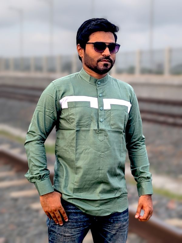 Double pocket contrast katua Mint green color