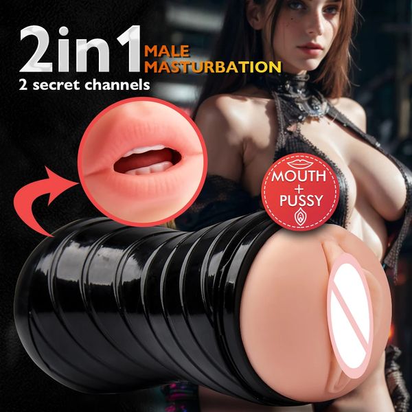 Masturbation Cup For Man Double Head Oral Sex Pussy Vagina ,Male Glans Training,Male Sex Toys for Men
