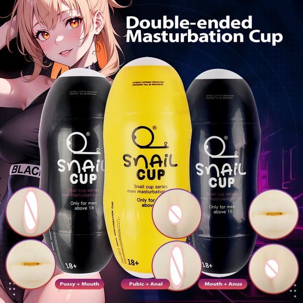 Soft Male Masturbator Cup Dual Channel Oral Sex Pussy Vagina Male Masturbator,Penis Trainer, Sex Toys Adult Goods for Men