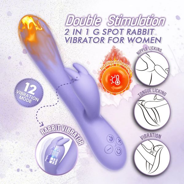 Rabbit Vibrator For Women,Powerful G Spot Female Clitoris Stimulator Heating Vibrating, Sex Toys for Adults